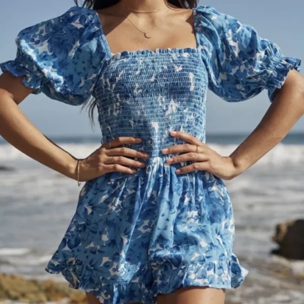 Winston White Romero Romper Small Blue White floral Romper